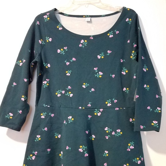 Old Navy Teal Floral Ponte Knit Fit & Flare Dress - Picture 7 of 7